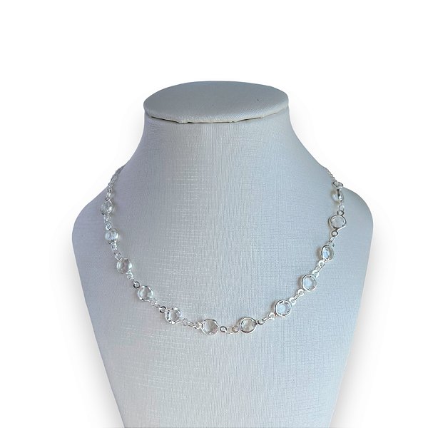 Choker Folheada Prata 925 Ponto de Luz Cristais