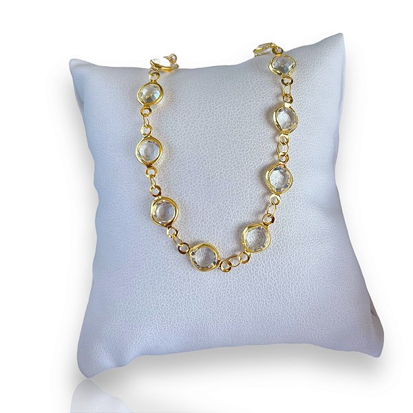 Pulseira Folheada Ouro 18k Ponto de Luz Cristais