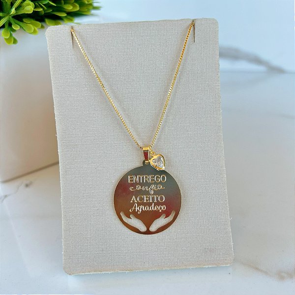 Colar Folheado Ouro 18k Entrego Confio Aceito Agradeço