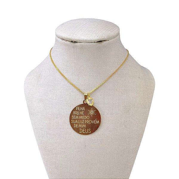 Colar Folheado Ouro 18k Filha Brilha Sem Medo