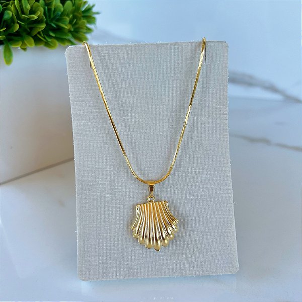 Colar Folheado Ouro 18k Concha