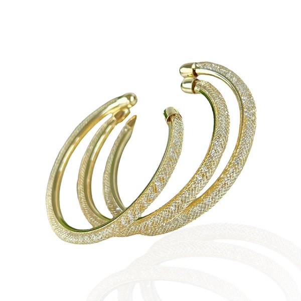 Bracelete Bijuteria Dourado e Prata Trio