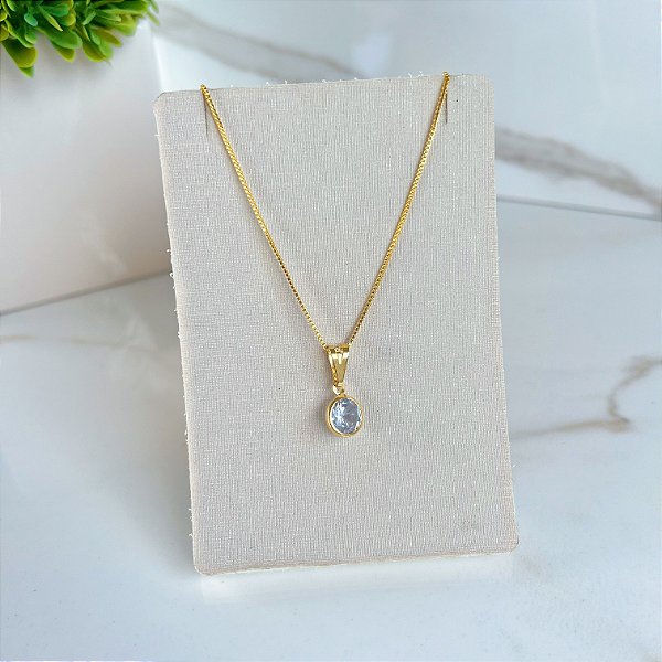 Colar Folheado Ouro 18k Ponto de Luz Redondo