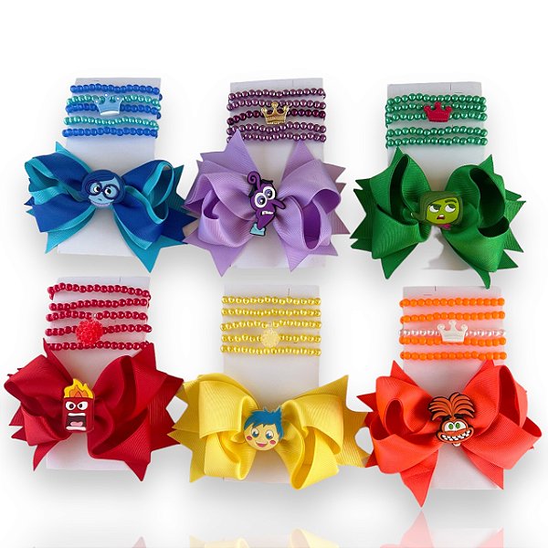 Conjunto Infantil Laço e Kit Pulseiras Divertidamente