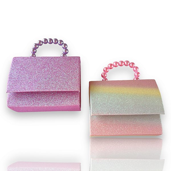 Bolsa Infantil Clutch Alça Bolinhas Brilhante