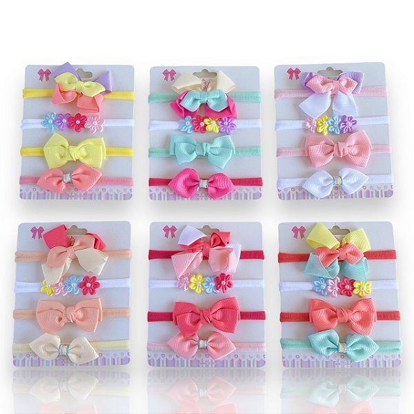 Kit Faixa de Bebê 4 und Laços Flor