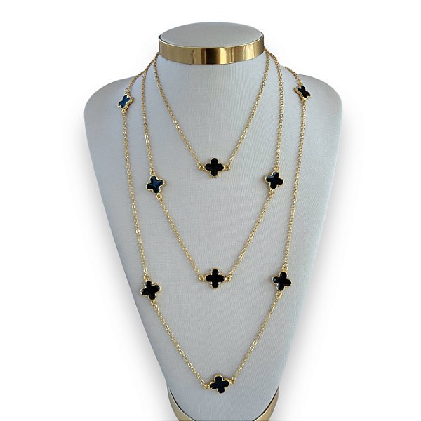 kit 3 Colares Folheado Ouro 18k Trevos