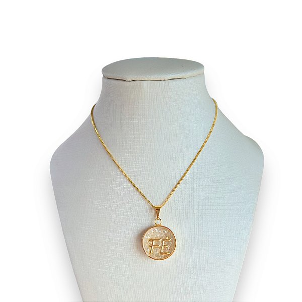 Colar Folheado Ouro 18k e Prata 925 Cápsula Fé Cristais