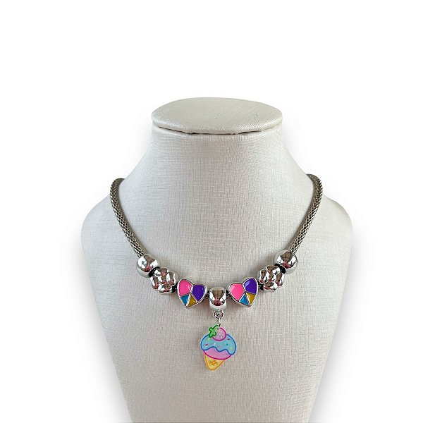 Colar Infantil Bijuteria Inspired Pandora Coração
