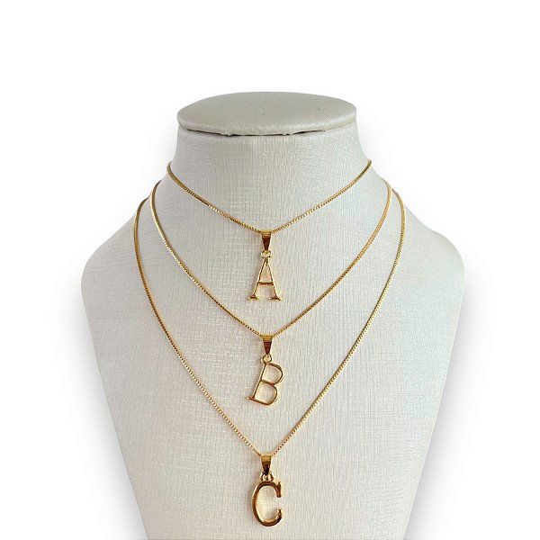Colar Folheada Ouro 18k e Prata 925 Letra Inicial