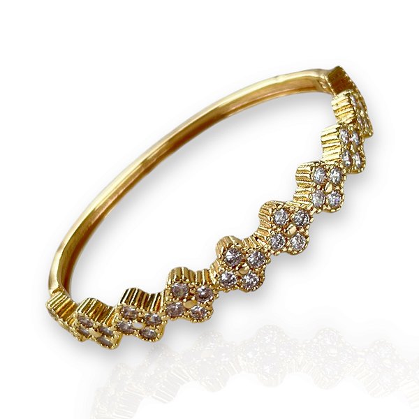 Bracelete Folheado Ouro 18k e Prata 925 Inspired Trevos Cravejados