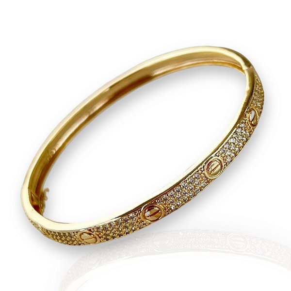 Bracelete Folheado Ouro 18k e Prata 925 Inspired Cravejado