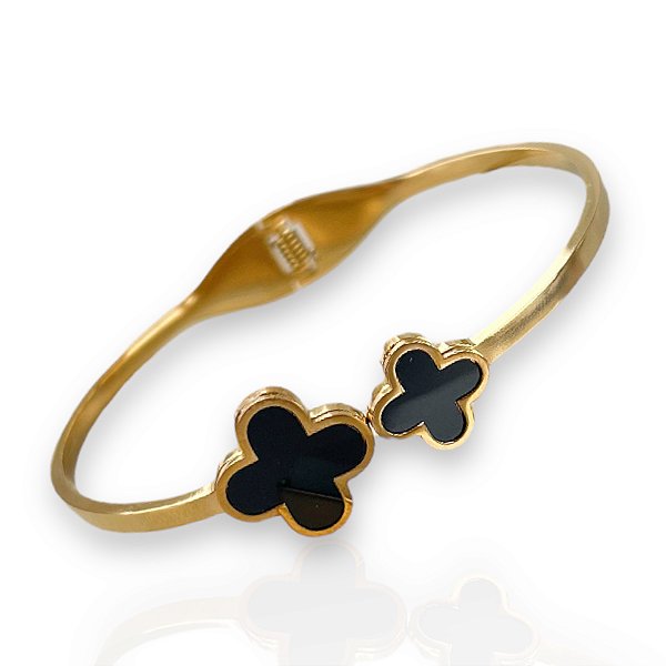 Bracelete Folheado Ouro 18k e Prata 925 Inspired Trevos Madrepérola