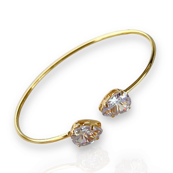 Bracelete Folheado Ouro 18k e Prata 925 Gotas Cristal