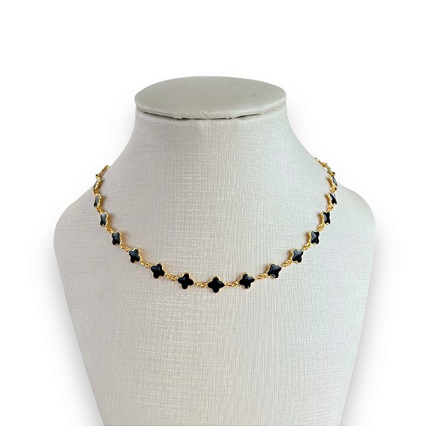 Choker Folheada Ouro 18k e Prata 925 Trevos