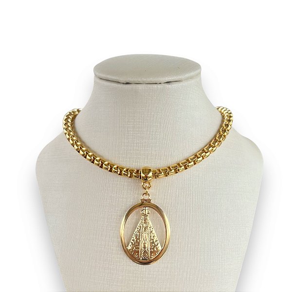Colar Folheado Ouro 18k Correntaria Nossa Senhora