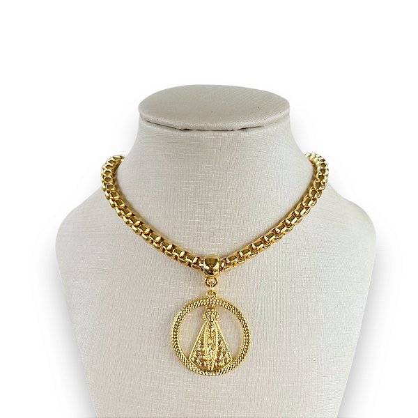Colar Folheado Ouro 18k Correntaria Nossa Senhora