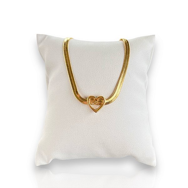 Pulseira Folheada Ouro 18k Fita Laminada Coração
