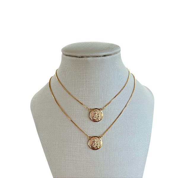 Colar Escapulário Folheado Ouro 18k e Prata 925 Nossa Senhora