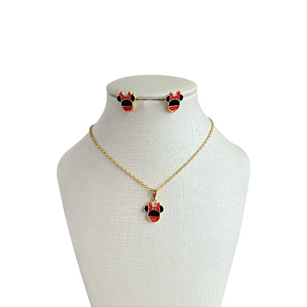 Conjunto Infantil Folheado Ouro 18k Minnie
