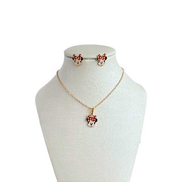 Conjunto Infantil Folheado Ouro 18k Minnie