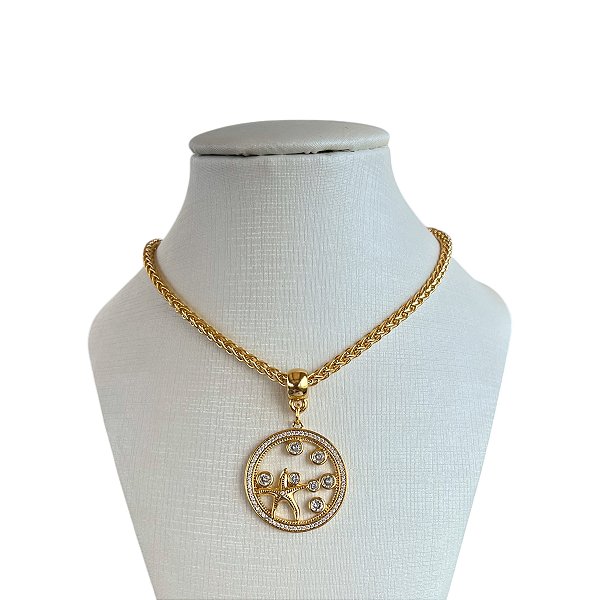 Colar Folheado Ouro 18k Correntaria Estrela Do Mar Cravejada