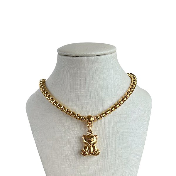Colar Folheado Ouro 18k Correntaria Urso
