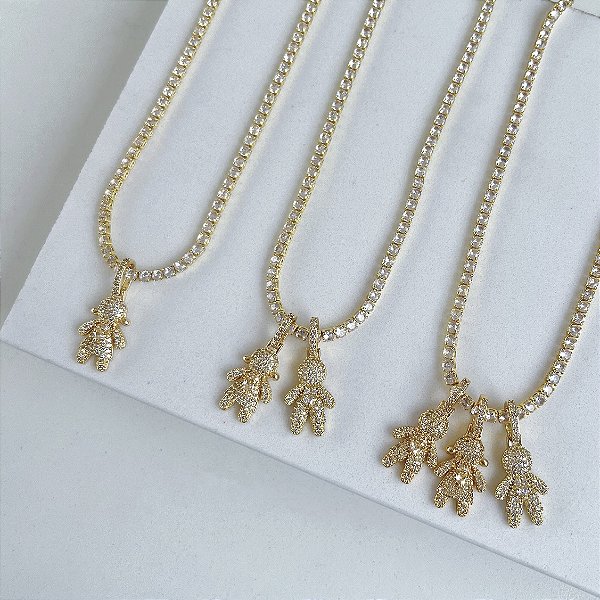 Colar Folheada Ouro 18k Riviera Filhos Cravejados