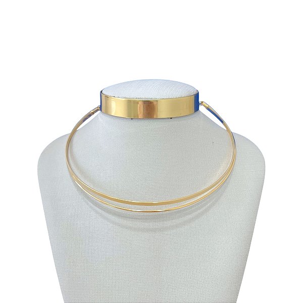 Choker Folheada Ouro 18k Aro 2 Tiras