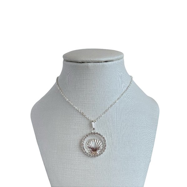 Colar Folheado Prata 925 Sereismo Concha Strass