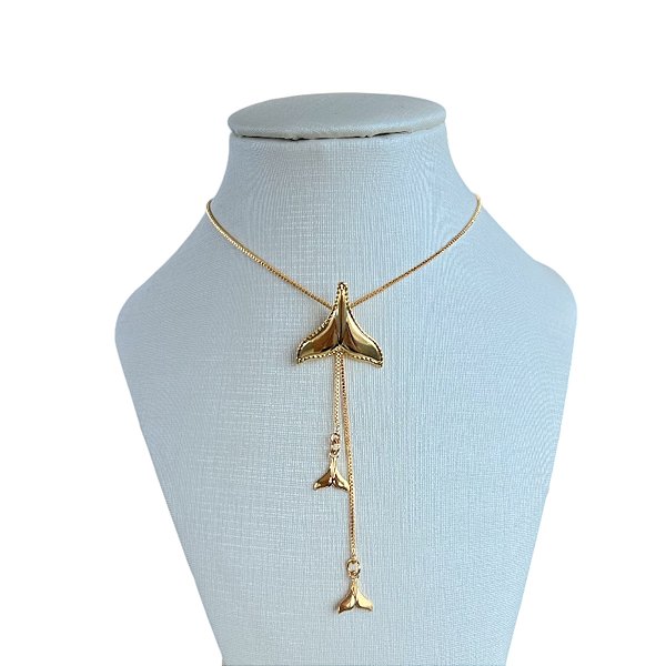 Colar Folheado Ouro 18k Sereismo Gravatinha Cauda de Sereia