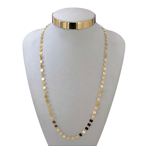Colar Longo Folheado Ouro 18k Redondo