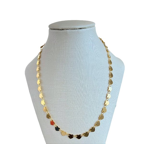 Colar Longo Folheado Ouro 18k Corações