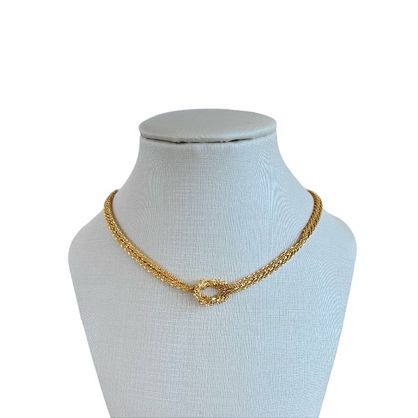Choker Folheada Ouro 18k e Prata 925 Nó Torcida