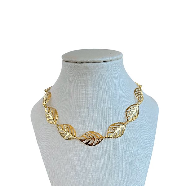 Choker Folheada Ouro 18k e Prata 925 Folhas