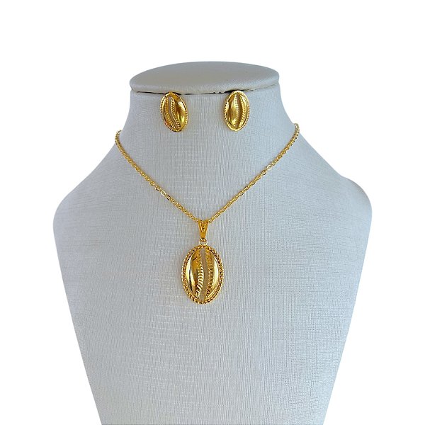 Conjunto Folheado Ouro 18k e Prata 925 Búzio