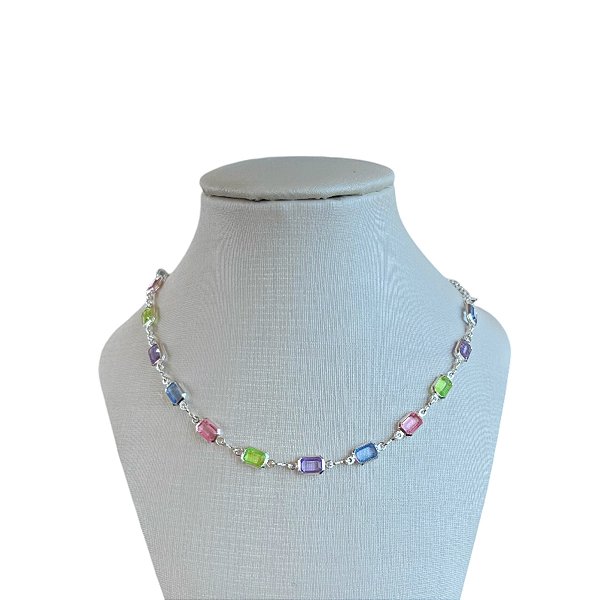 Choker Folheada Prata 925 Pontos de Luz Cristais