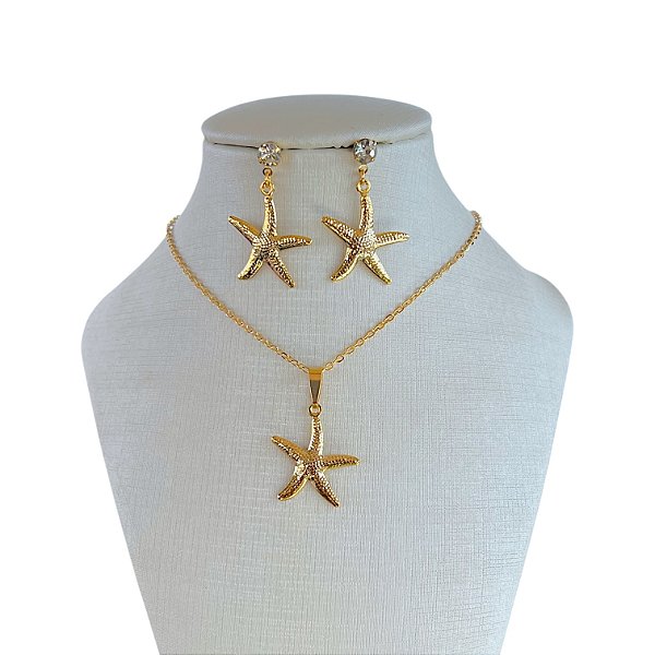 Conjunto Folheado Ouro 18k Estrela do Mar