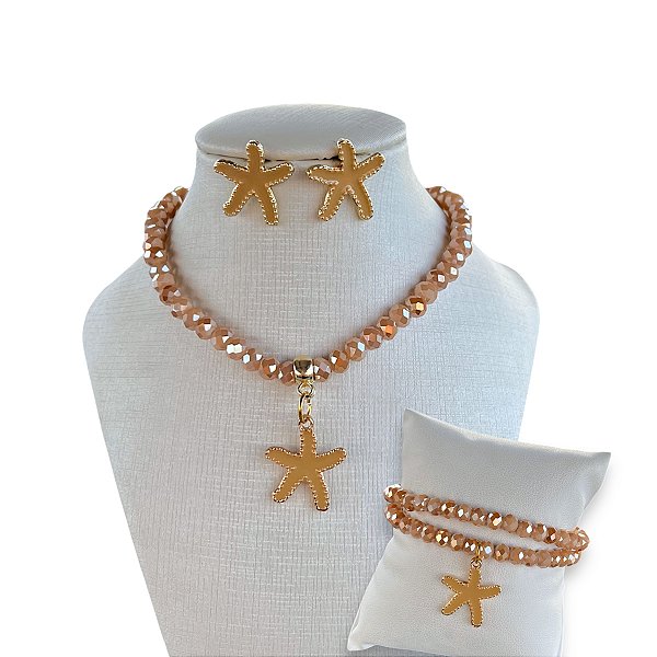 Conjunto Bijuteria Cristais Estrela