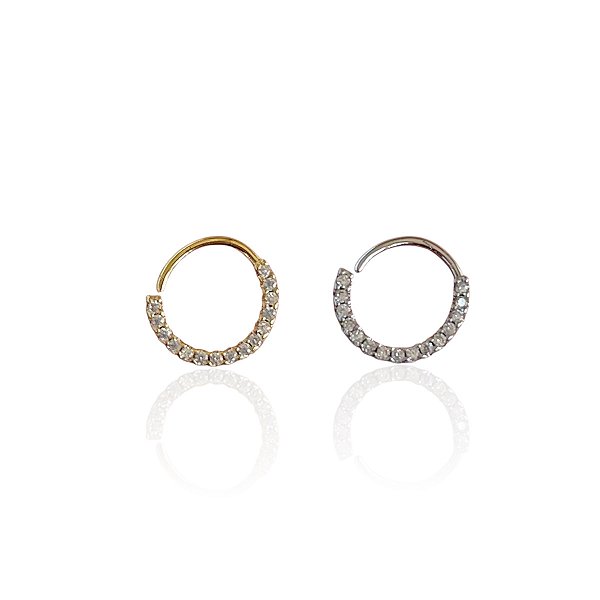 Piercing Aço Inoxidável Dourado e Prata Helix Argola Cravejada