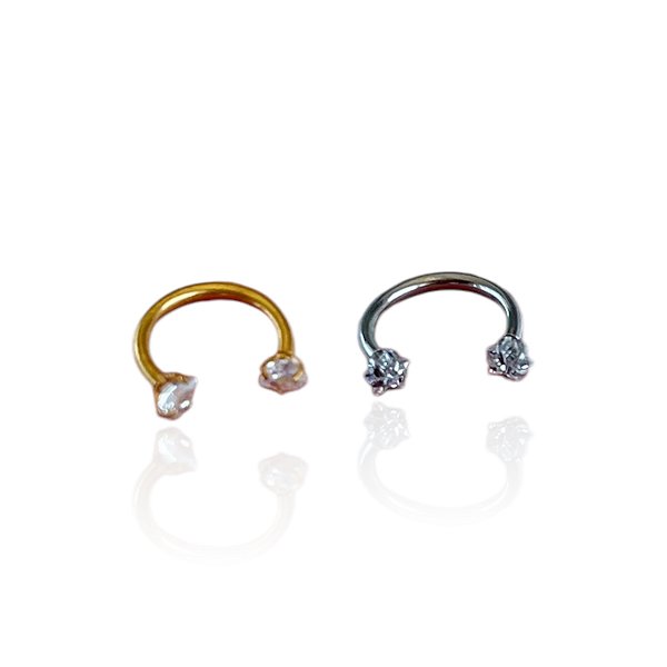 Piercing Aço Inoxidável Dourado e Prata Helix Ponto de Luz Cravejado