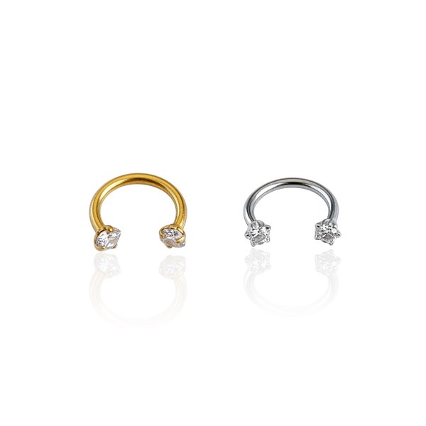 Piercing Aço Inoxidável Dourado e Prata Helix Ponto de Luz Cravejado