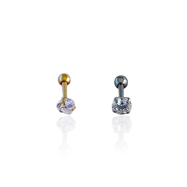 Piercing Aço Inoxidável Dourado e Prata Tragus Ponto de Luz