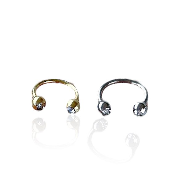 Piercing Aço Inoxidável Dourado e Prata Helix Ponto de Luz Cravejado