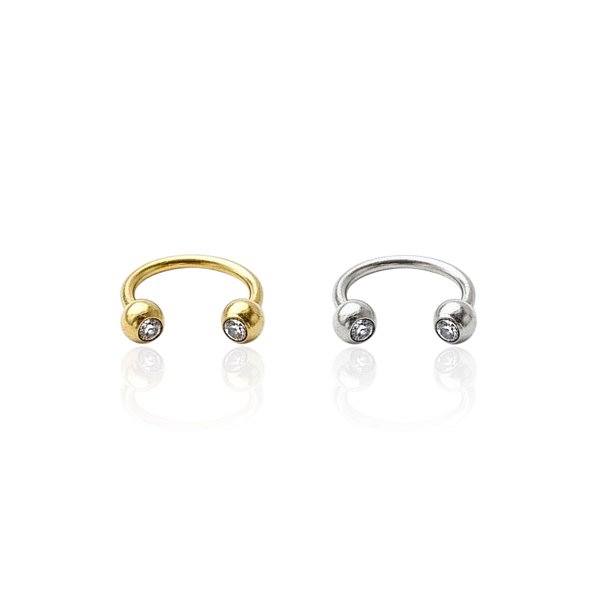 Piercing Aço Inoxidável Dourado e Prata Helix Ponto de Luz Cravejado