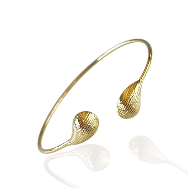 Bracelete Folheado Ouro 18k e Prata 925 Gota Dupla trabalhada