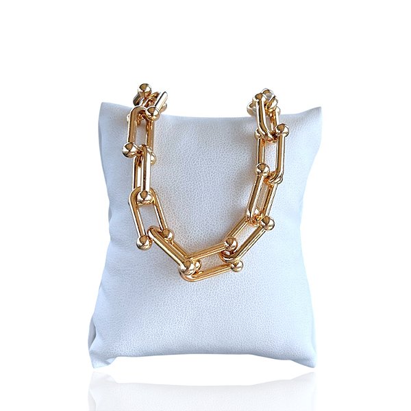 Pulseira Bijuteria Dourada e Prata Elos