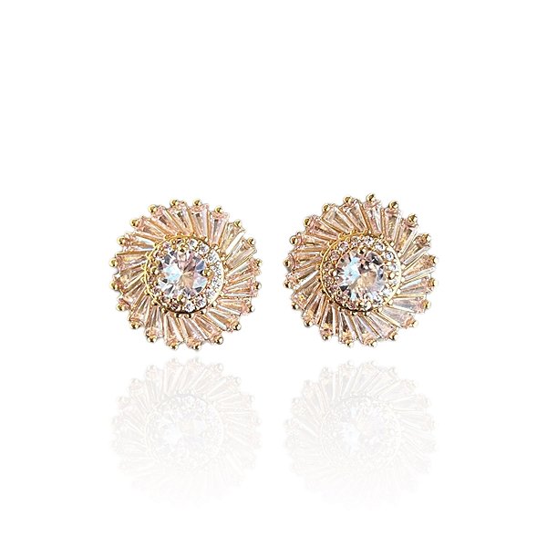 Brinco Folheado Ouro 18k e Prata 925 Mandala Cravejada
