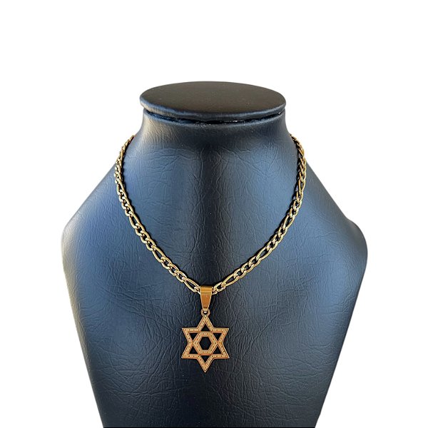 Corrente Masculina Aço Inoxidável Estrela de Davi