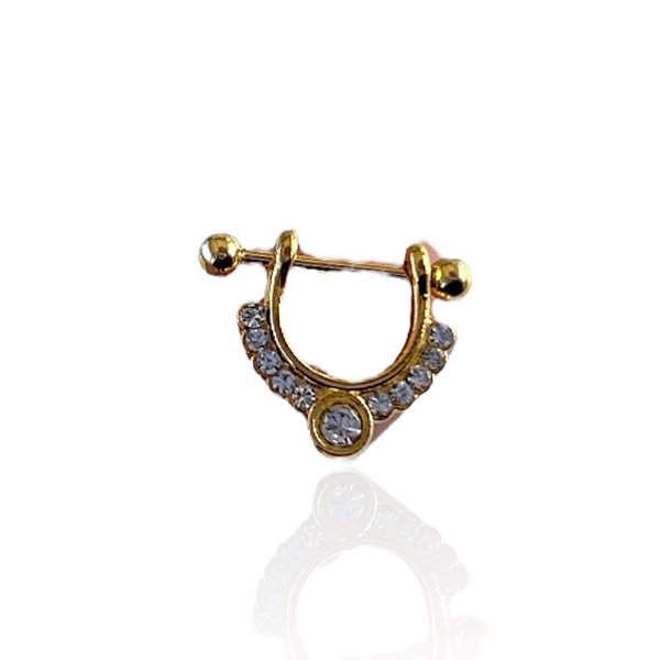 Piercing Aço Inoxidável Dourado Helix Ponto de Luz Cravejado